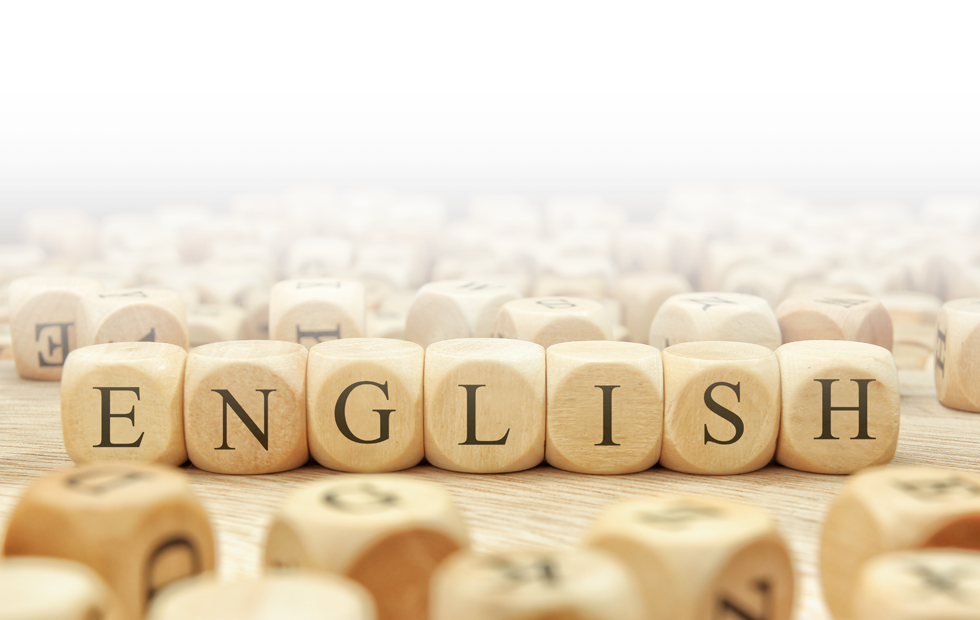 English learning blocks and classroom artwork